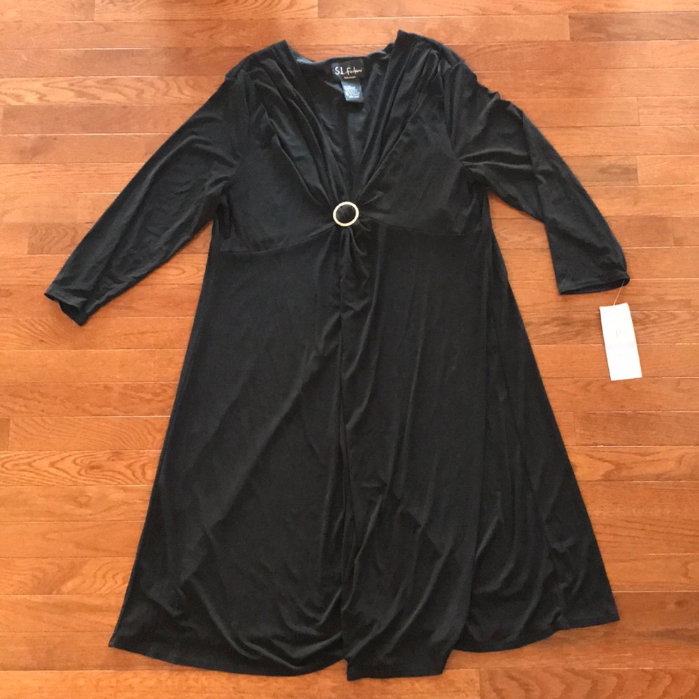 One Piece ITY Ring Dress-Black, Size 22W NWT